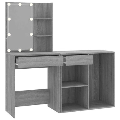 LED Dressing Table with Cabinet Grey Sonoma Engineered Wood