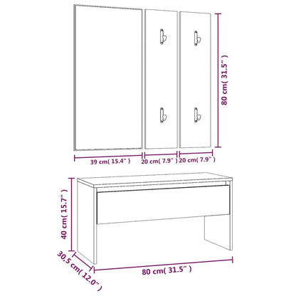 Hallway Furniture Set Smoked Oak Engineered Wood