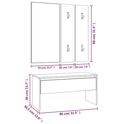 Hallway Furniture Set Smoked Oak Engineered Wood