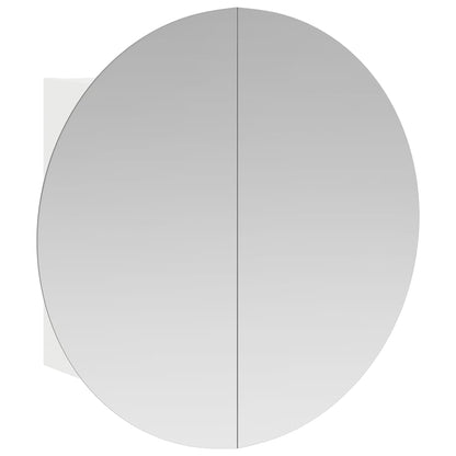 Bathroom Cabinet with Round Mirror&LED White 40x40x17.5 cm