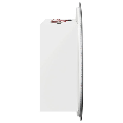 Bathroom Cabinet with Round Mirror&LED White 40x40x17.5 cm