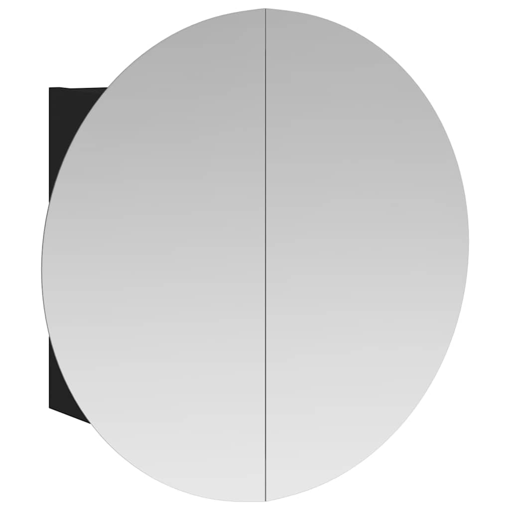 Bathroom Cabinet with Round Mirror&LED Black 40x40x17.5 cm