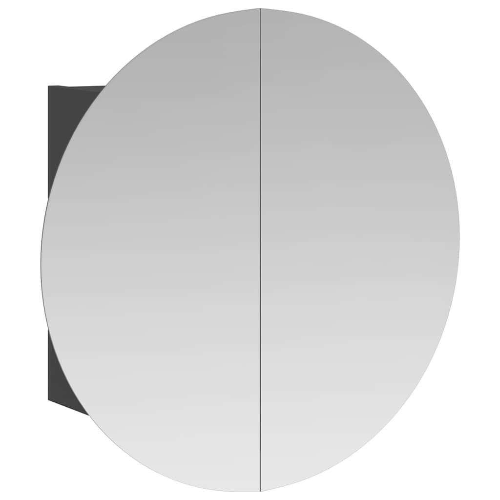 Bathroom Cabinet with Round Mirror&LED Grey 40x40x17.5 cm