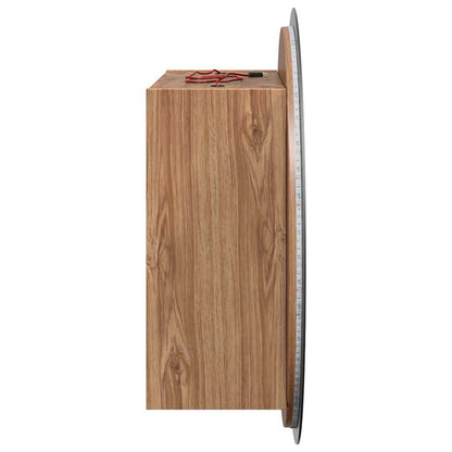 Bathroom Cabinet with Round Mirror&LED Oak 40x40x17,5 cm