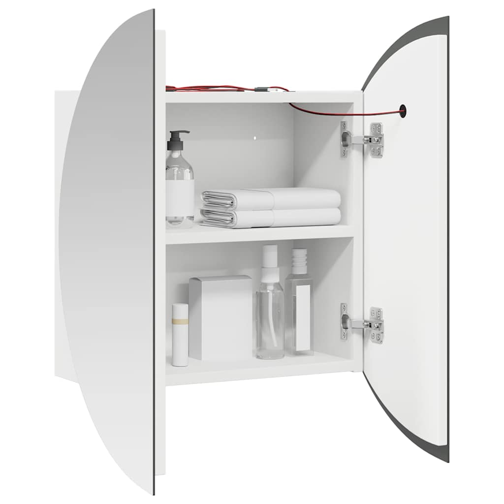 Bathroom Cabinet with Round Mirror&LED White 47x47x17.5 cm
