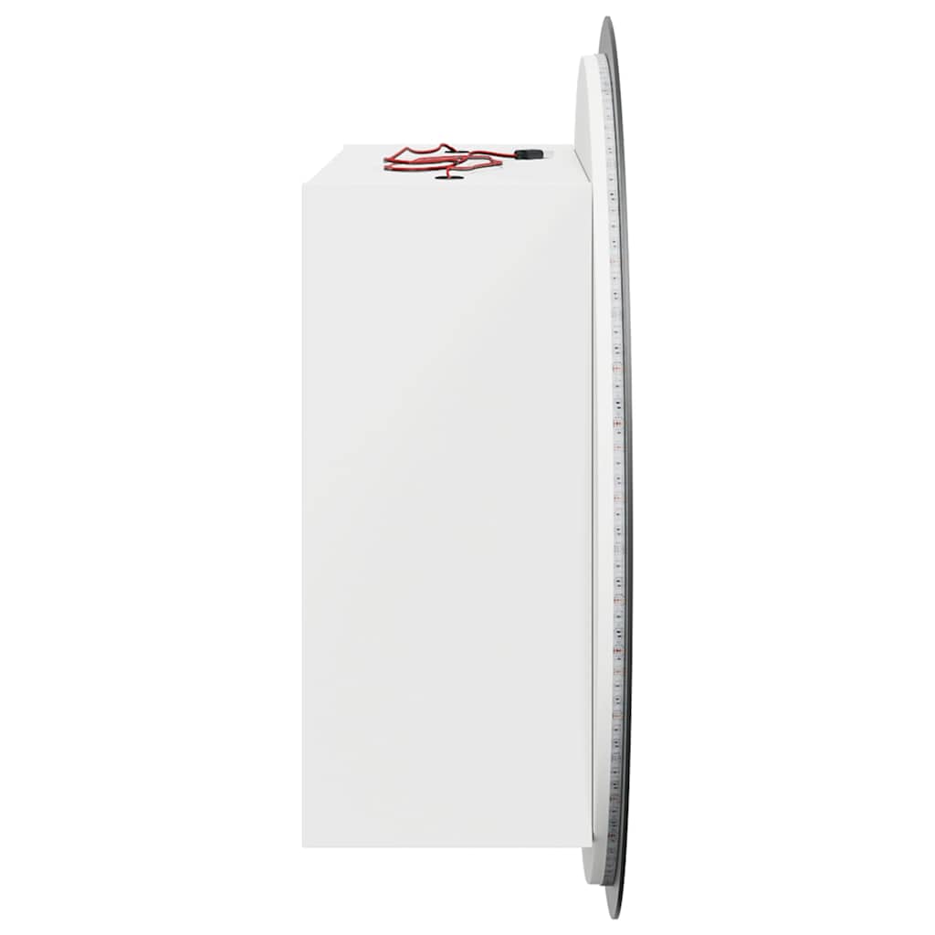 Bathroom Cabinet with Round Mirror&LED White 47x47x17.5 cm