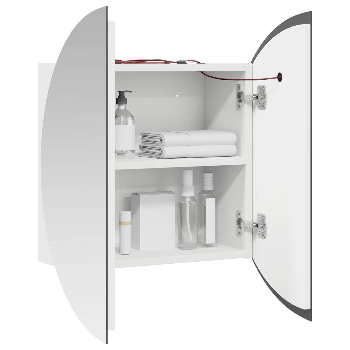 Bathroom Cabinet with Round Mirror&LED White 47x47x17,5 cm