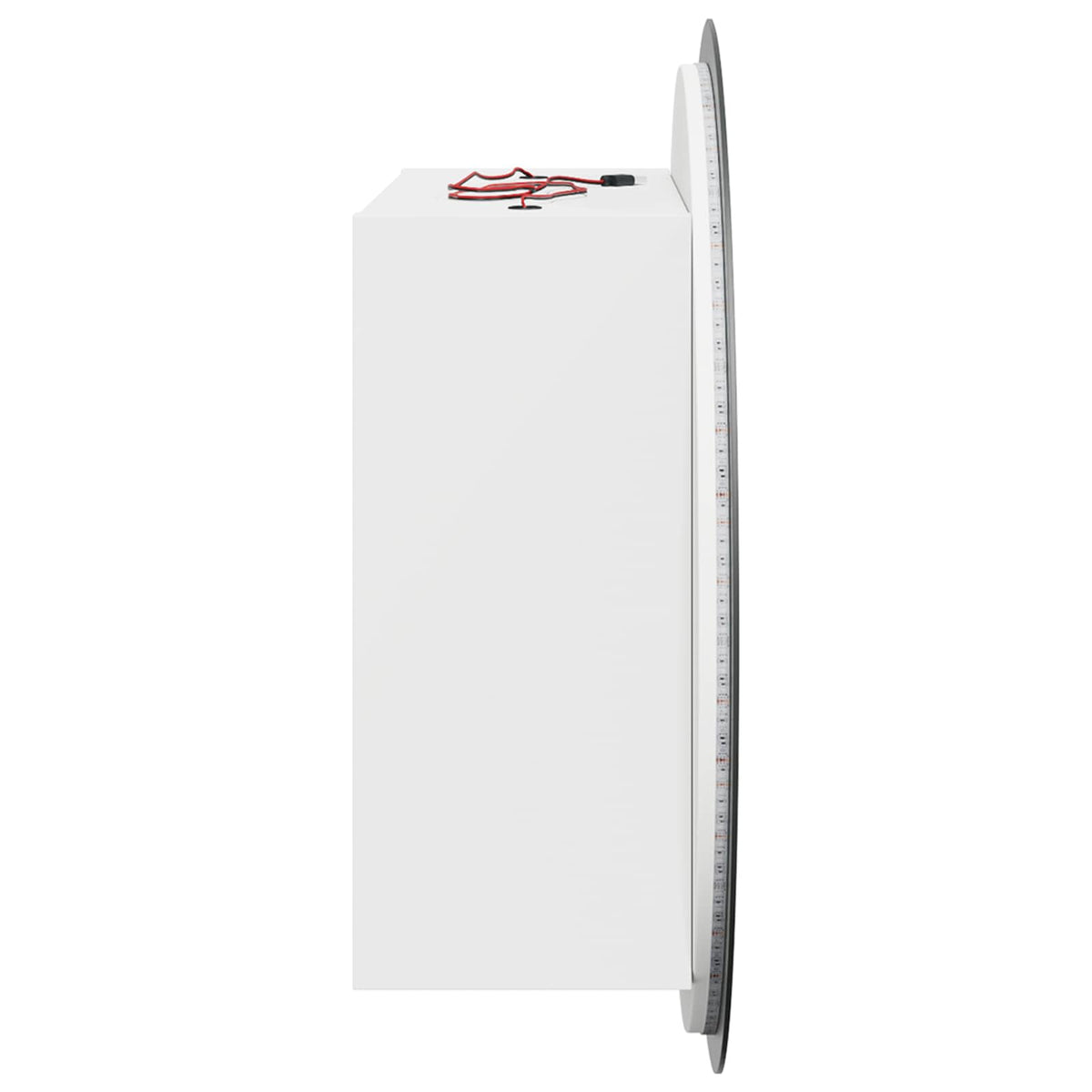 Bathroom Cabinet with Round Mirror&LED White 47x47x17,5 cm