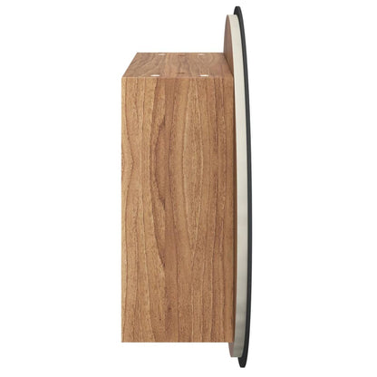 Bathroom Cabinet with Round Mirror&LED Oak 47x47x17.5 cm