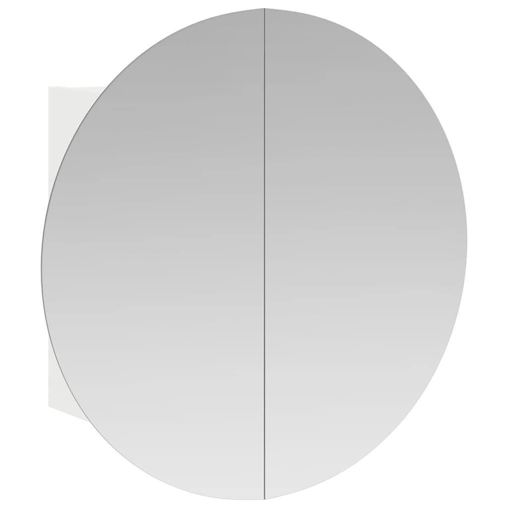 Bathroom Cabinet with Round Mirror&LED White 54x54x17.5 cm