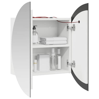 Bathroom Cabinet with Round Mirror&LED White 54x54x17.5 cm