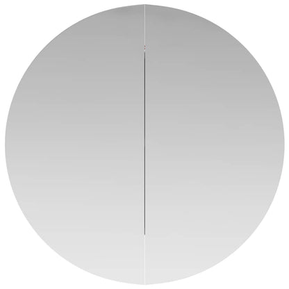 Bathroom Cabinet with Round Mirror&LED White 54x54x17.5 cm