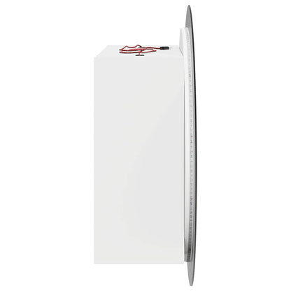 Bathroom Cabinet with Round Mirror&LED White 54x54x17.5 cm
