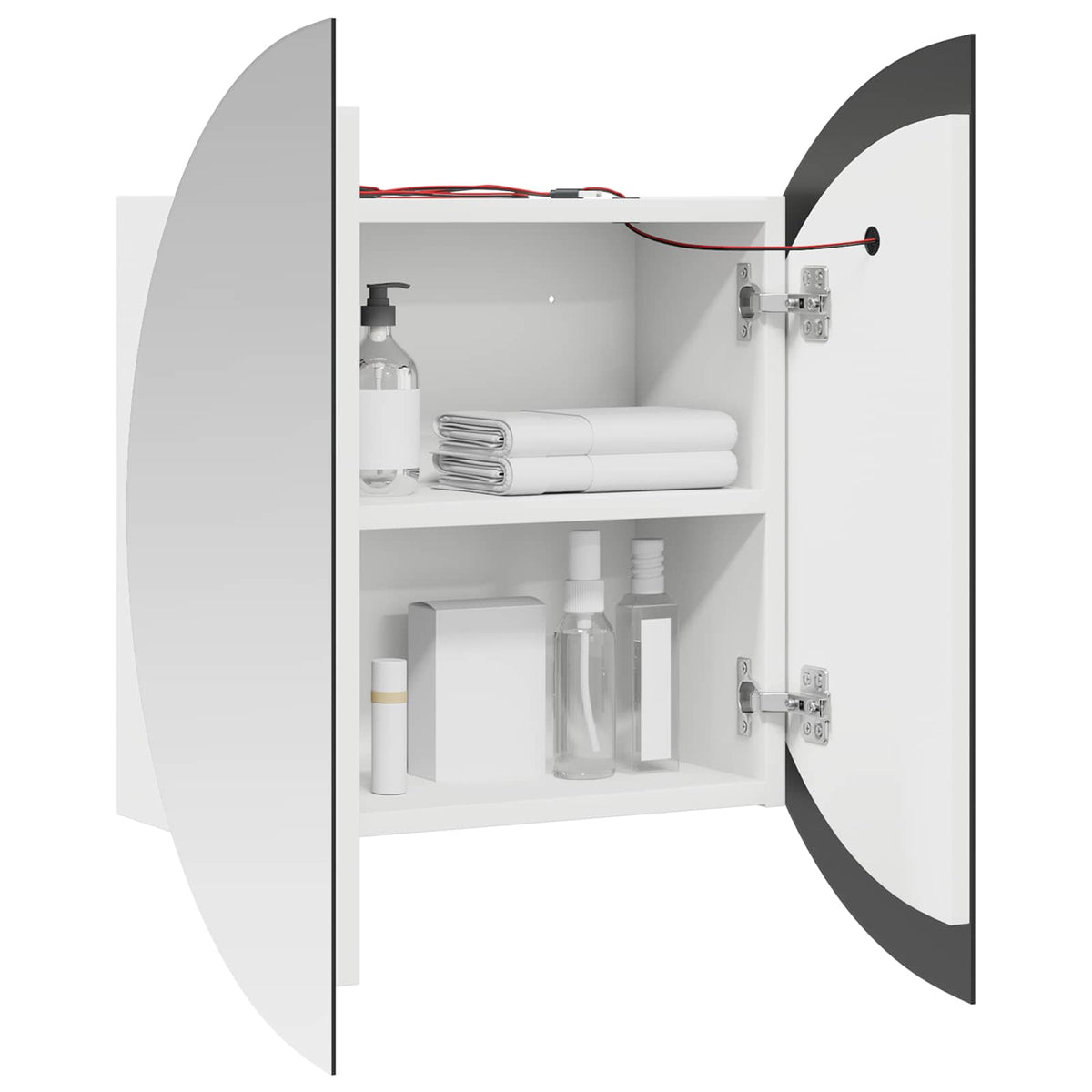 Bathroom Cabinet with Round Mirror&LED White 54x54x17,5 cm