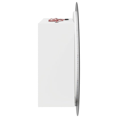 Bathroom Cabinet with Round Mirror&LED White 54x54x17,5 cm