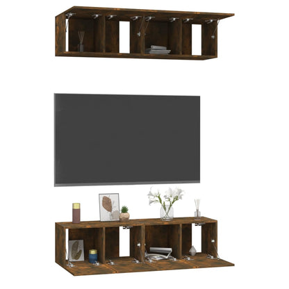 Wall TV Cabinets 4 pcs Smoked Oak 60x30x30 cm Engineered Wood