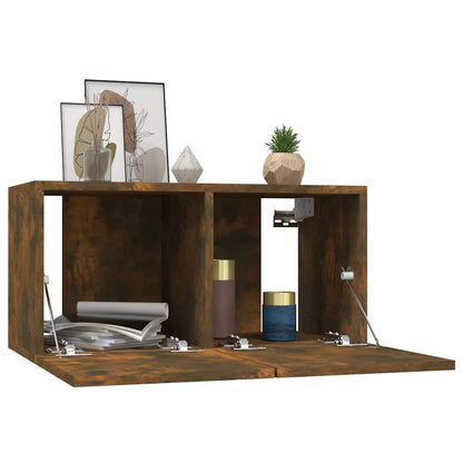 4 Piece Wall-mounted TV Cabinet Set Smoked Oak 60x30x30 cm Engineered Wood