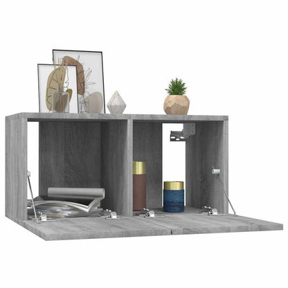 4 Piece Wall-mounted TV Cabinet Set Grey Sonoma 60x30x30 cm Engineered Wood