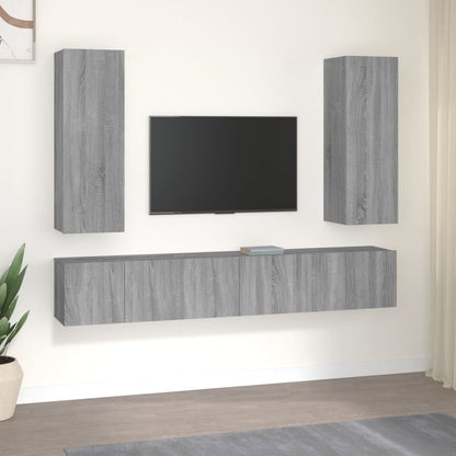 5 Piece TV Cabinet Set Grey Sonoma Engineered Wood