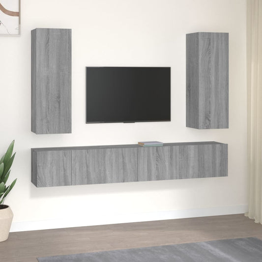 5 Piece TV Cabinet Set Grey Sonoma Engineered Wood