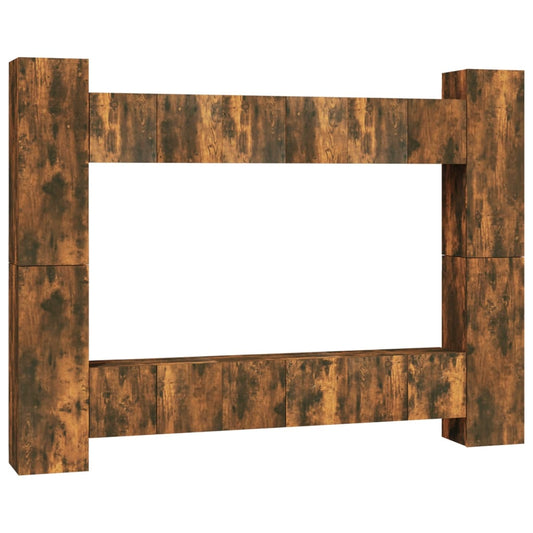 10 Piece TV Cabinet Set Smoked Oak Engineered Wood