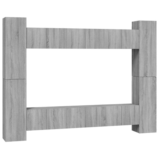 10 Piece TV Cabinet Set Grey Sonoma Engineered Wood