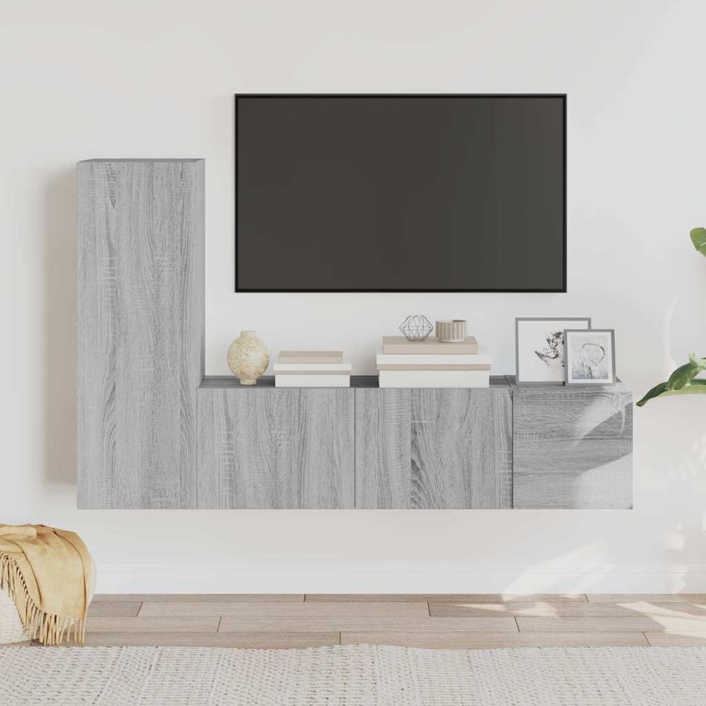 3 Piece TV Cabinet Set Grey Sonoma Engineered Wood