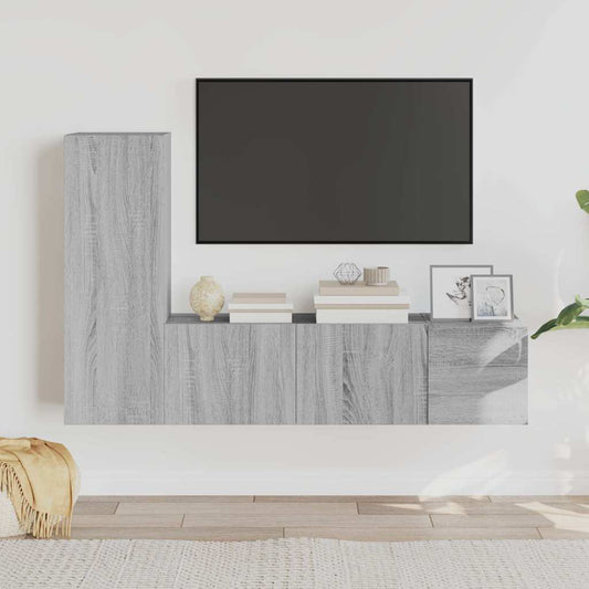3 Piece TV Cabinet Set Grey Sonoma Engineered Wood