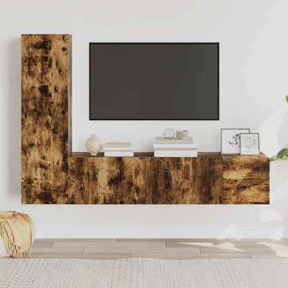 3 Piece TV Cabinet Set Smoked Oak Engineered Wood
