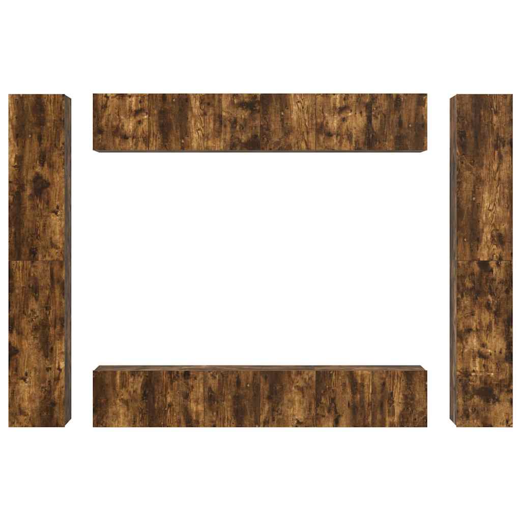 10 Piece TV Cabinet Set Smoked Oak Engineered Wood