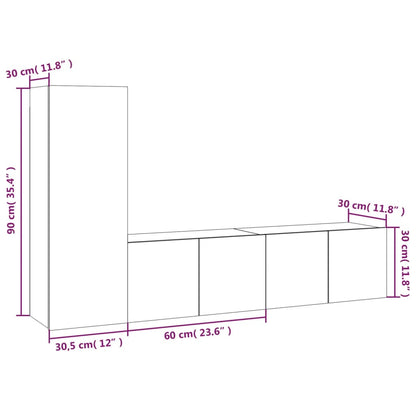 3 Piece TV Cabinet Set Grey Sonoma Engineered Wood