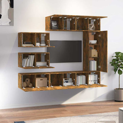 8 Piece TV Cabinet Set Smoked Oak Engineered Wood