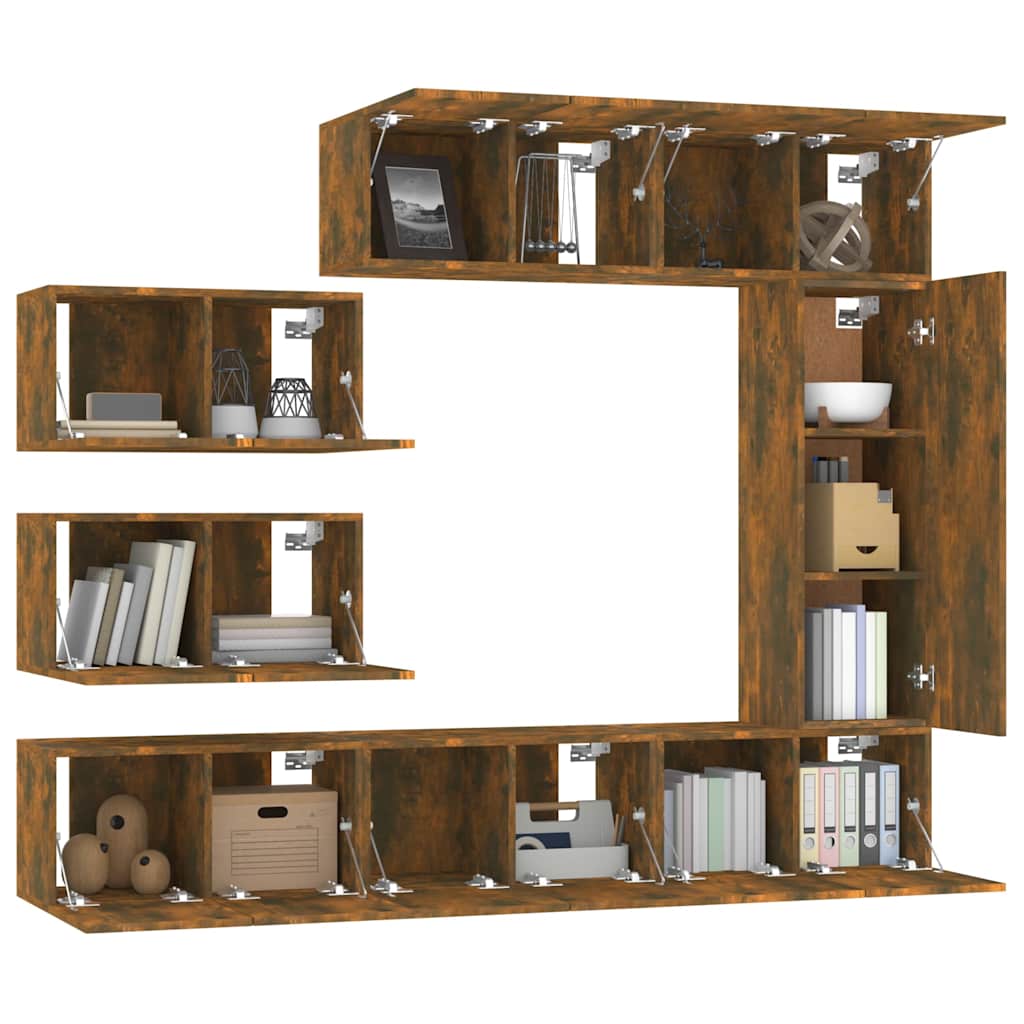 8 Piece TV Cabinet Set Smoked Oak Engineered Wood