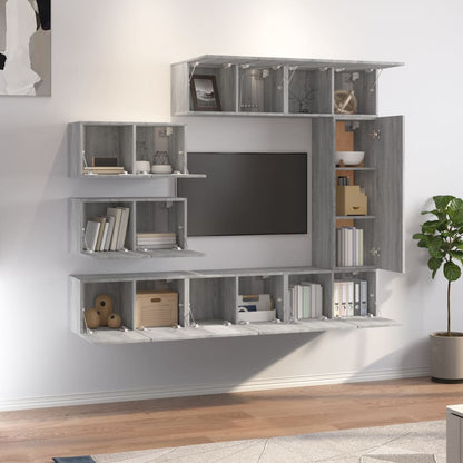 8 Piece TV Cabinet Set Grey Sonoma Engineered Wood