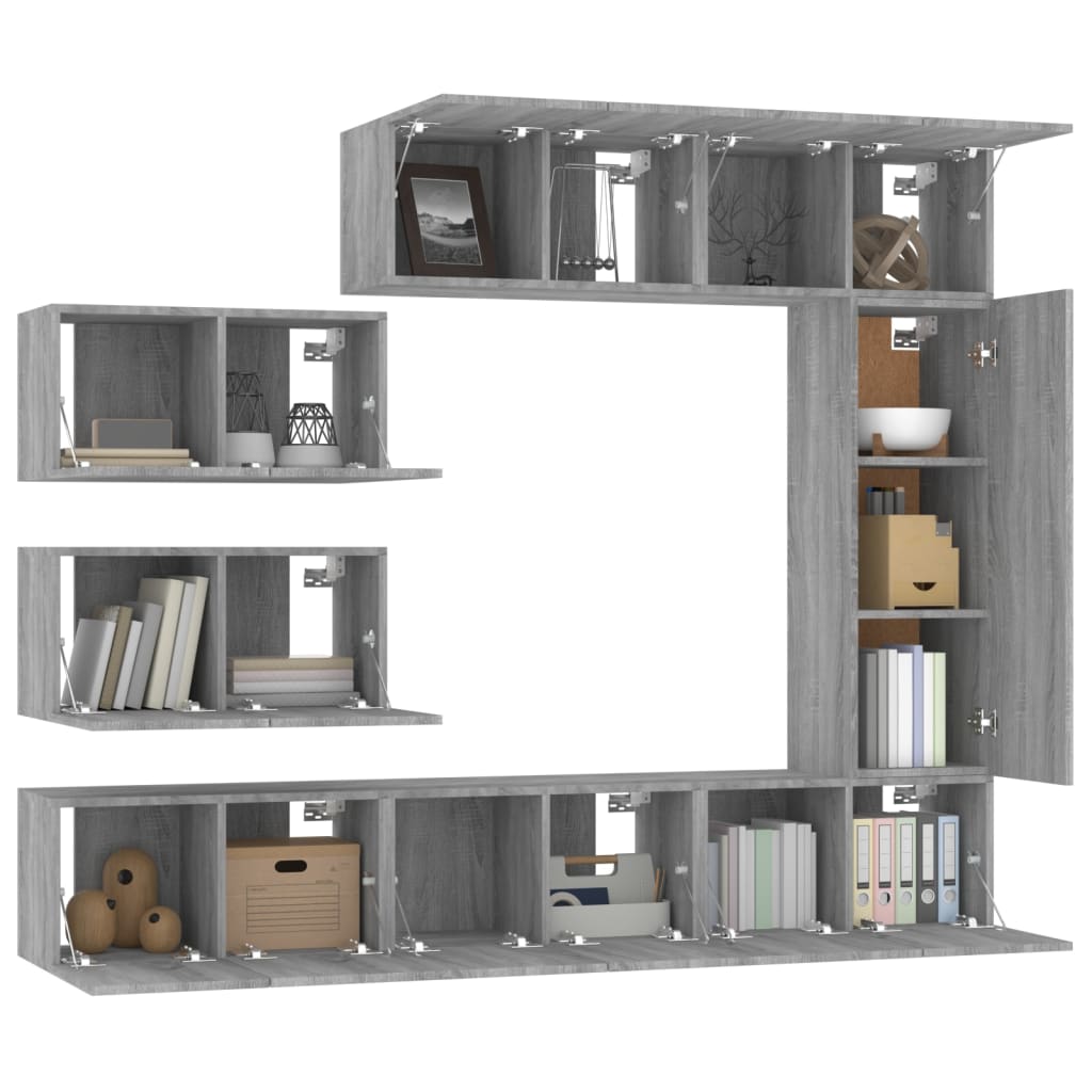 8 Piece TV Cabinet Set Grey Sonoma Engineered Wood