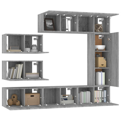 8 Piece TV Cabinet Set Grey Sonoma Engineered Wood