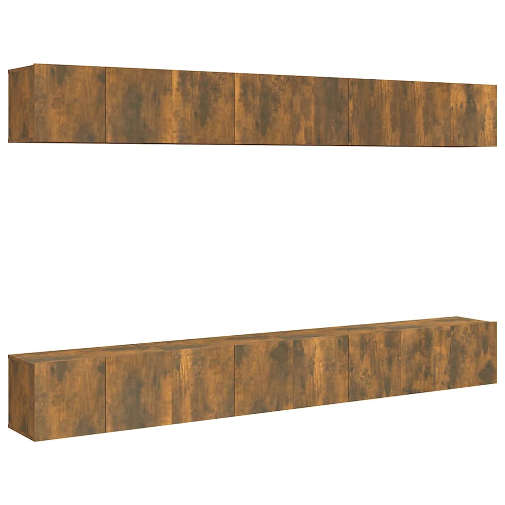 8 Piece Wall-mounted TV Cabinet Set Smoked Oak 60x30x30 cm Engineered Wood