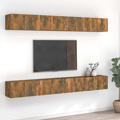 8 Piece Wall-mounted TV Cabinet Set Smoked Oak 60x30x30 cm Engineered Wood