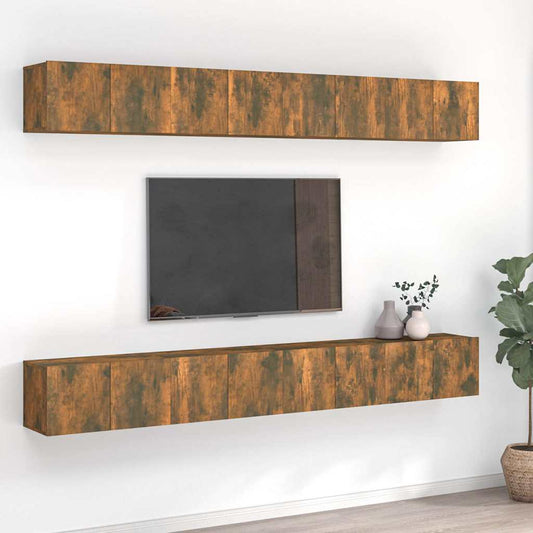 8 Piece Wall-mounted TV Cabinet Set Smoked Oak 60x30x30 cm Engineered Wood