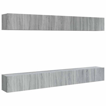 8 Piece Wall-mounted TV Cabinet Set Grey Sonoma 60x30x30 cm Engineered Wood