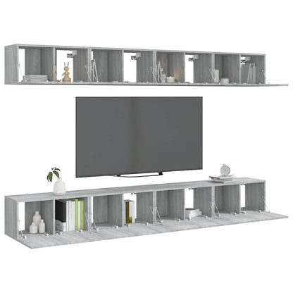8 Piece Wall-mounted TV Cabinet Set Grey Sonoma 60x30x30 cm Engineered Wood