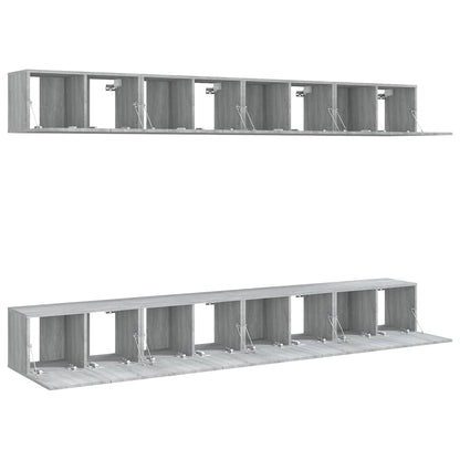 8 Piece Wall-mounted TV Cabinet Set Grey Sonoma 60x30x30 cm Engineered Wood