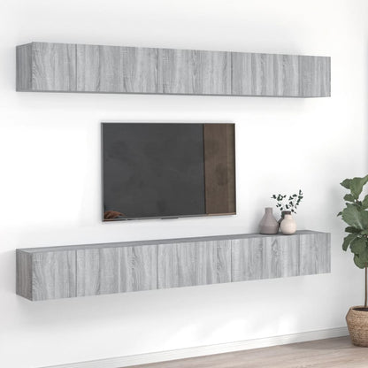 TV Cabinets 8 pcs Grey Sonoma 60x30x30 cm Engineered Wood
