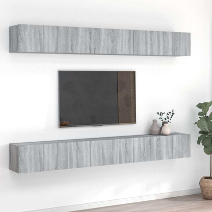8 Piece Wall-mounted TV Cabinet Set Grey Sonoma 60x30x30 cm Engineered Wood