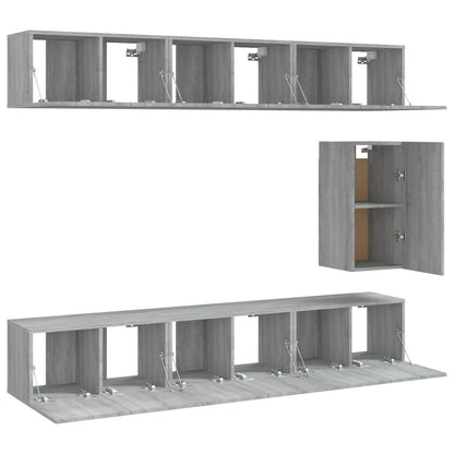 7 Piece TV Cabinet Set Grey Sonoma Engineered Wood
