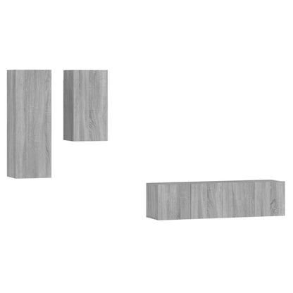 4 Piece TV Cabinet Set Grey Sonoma Engineered Wood
