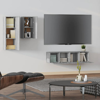 4 Piece TV Cabinet Set Grey Sonoma Engineered Wood