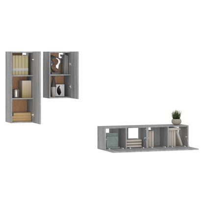 4 Piece TV Cabinet Set Grey Sonoma Engineered Wood