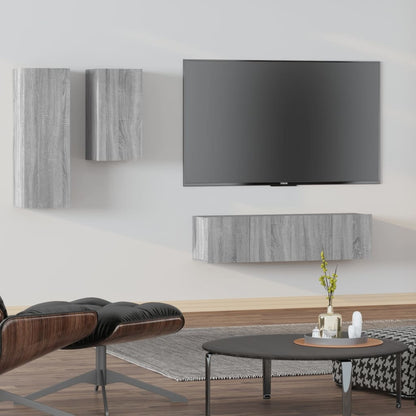 4 Piece TV Cabinet Set Grey Sonoma Engineered Wood