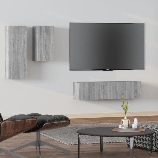 4 Piece TV Cabinet Set Grey Sonoma Engineered Wood